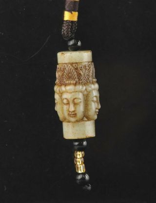 Chinese old natural hetian jade hand - carved statue buddha pendant 1.  5 inch 2