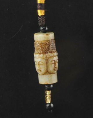 Chinese old natural hetian jade hand - carved statue buddha pendant 1.  5 inch 3