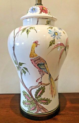 Vintage Frederick Cooper Asian Porcelain Jar Table Lamp Hand Painted 34 - Inch