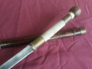 Antique Samurai Burmese Dha Sword Forged Blade With Scabbard.