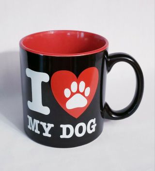 I Love My Dog Jumbo Oversized Coffee Mug Cup 22oz Black Red Canine Puppy Gift