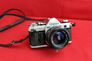Vintage Canon Ae - 1 35mm Slr Camera With 50mm 1:1.  4 Lens Black