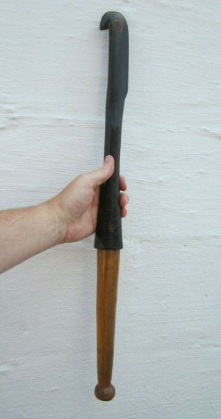 Antique Hand Forged Bark Spud W/wooden Handle - 24.  75 " Long