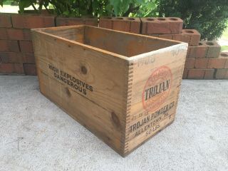 Wooden High Explosives Crate Trojan Powder Co.  Allentown Pennsylvania Wood Box