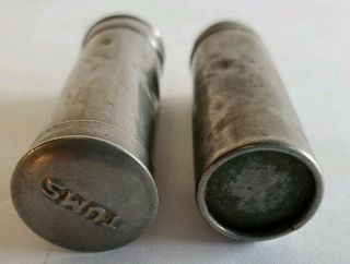 2 Vintage Tums Tin Cylinder Metal Tube Medicine Dispenser - One With Lid