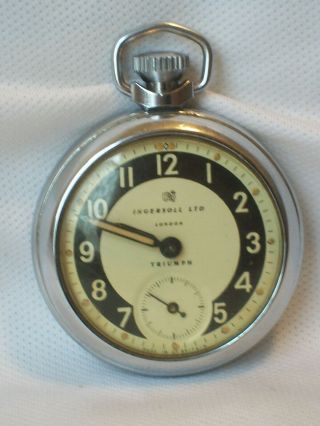 A Gents Vintage 1950s Ingersoll " Triumph " Pocket Watch.  Made In Gb