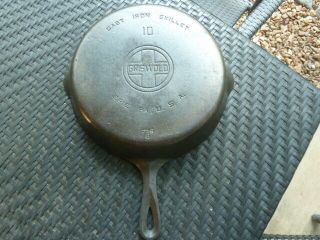 Vintage Griswold Cast Iron Skillet.  Erie Pa.  U.  S.  A.  Pan 10.  716 B Large Logo
