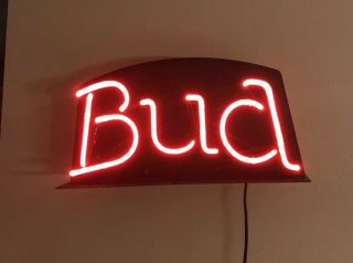 Vintage Bud Neon Light Sign Usa Anheuser Busch Budweiser 20”x 9”