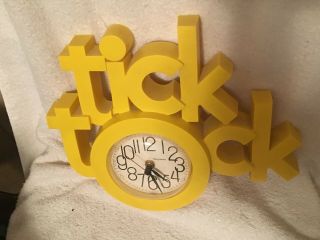 Vtg 1960s Haven 3 - D Tick Tock Mid Century Modern Yellow Wall Clock U.  S.  A. 2