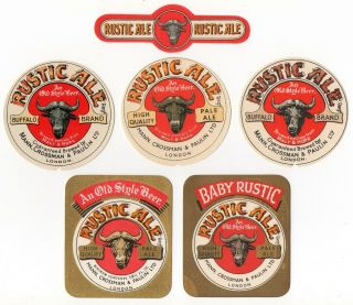Group Of Old Uk Beer Labels Rustic Ale (mann,  Crossman & Paulin) C.  1950s/60s