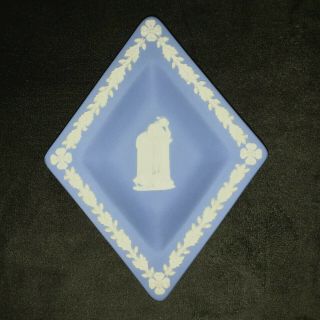 Vintage Wedgwood Jasperware Diamond Shaped Tray Dish Greek Blue White