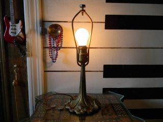 Antique Victorian Art Nouveau Lamp Base For Slag Stained Glass