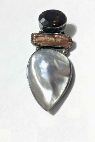 - Amy Kahn Russell Vintage Blister Pearl,  Topaz Sterling Pin/pendant