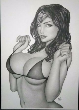 Wonder Woman " Lingerie " By Mark Eugene 11x17 - Pinup Comic Art - Benes