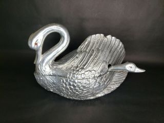 Large Vintage Swan Soup Tureen W/ladle Cast Aluminum