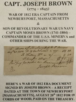 War 1812 Captain Newburyport Ma Son Revolutionary War Navy Capt Document Signed