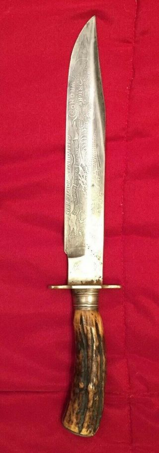 Antique Gold Rush Tiffany Bowie Knife Dagger Ca.  1850’s I Dig Gold From Quartz