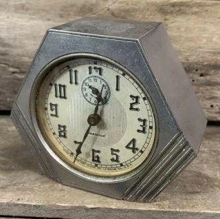 Rare Vtg 30s Art Deco Westclox La Salle Dura 61 - F Wind - Up Alarm Clock