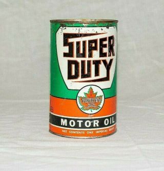 Vintage Supertest Duty One Quart Motor Oil Tin Can