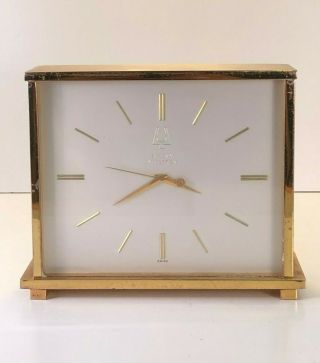 Vintage Bulova Accutron Brass Desk Clock,  214 Tuning Fork Movement Empire A