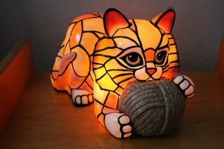 Bradford Exchange Tiffany Style Vinyl Lamp The Cat 