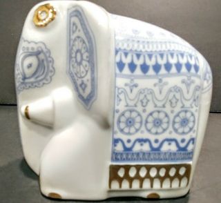Elephant Mlesna Tea Caddy Lanka Porcelain Sri Lanka Figure Jp - Light Blue/gold