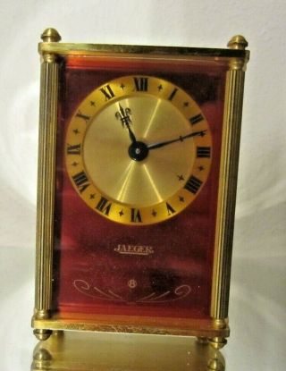 Vintage Jaeger " Lecoultre " 8 Day Reuge Music Alarm Clock Brass & Red 59 66 - 1275
