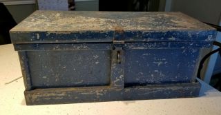 Vintage Metal Tool Box Galvanized Steel ☆ Strong Box ☆ Chest W Handles And Latch