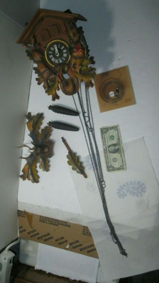 Vintage West Germany Black Forest Cuckoo Clock Stag Deer Not Work Parts Repair