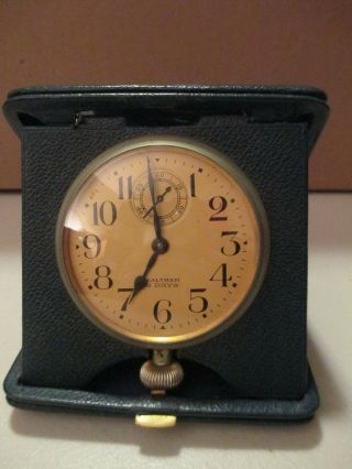 Vintage Waltham 8 Day Travel Clock In Case