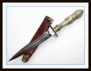 Bowie Knife Antique English Etched Blade For American Civil War Market