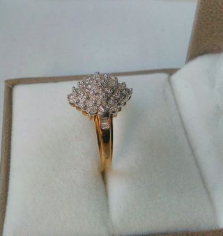 Stunning Vintage 9ct Gold And Diamonds Cluster Ring 2