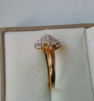 Stunning Vintage 9ct Gold And Diamonds Cluster Ring 3