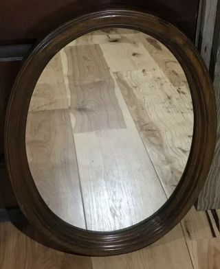 Vintage Ethan Allen French Country Cherry Wood Oval Wall Mirror