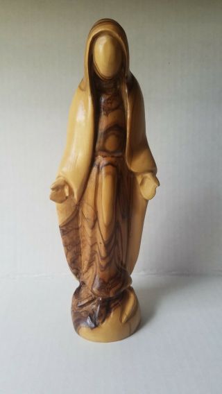 Hand Crafted In Bethlehem The Holy Land Virgin Mary Olive Wood