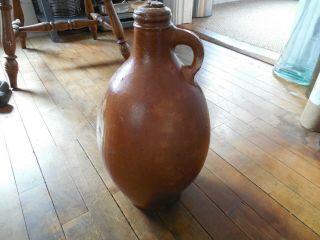 Great Large Early Ovoid Stoneware Jug W/ Z Engraved Maine Estate Out L@@k