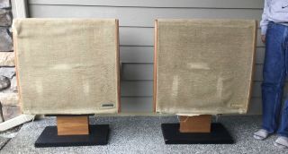 Vtg 70s Pair Dahlquist Dq - 10 Phased Array Stereo Hi Fi System Speakers Resto Rdy