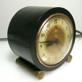 Vintage Early Bakelite General Electric Telechron Electric Alarm Clock