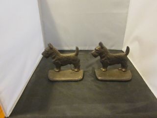 Antique Scottie Scottish Terrier Dog Cast Iron Bookends Circa 1930 