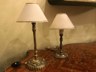 2 Beautiul Vintage Bronze Brass Electric Table Lamps