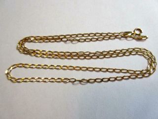 Vintage Solid 9ct Gold 20 Inch Long Curb Link Necklace,  Chain - 2.  6g
