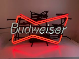 Vintage 1995 Budweiser Neon Bowtie Sign 051 - 406