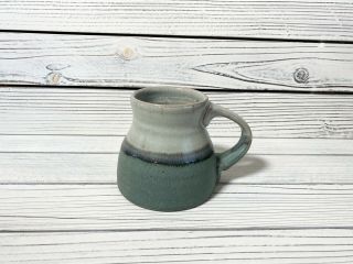 Wide Bottom Ocean Blue Handmade Pottery Mug Coffee No Spill