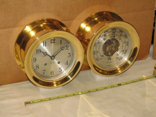 Chelsea Vintage Ships Bell Clock/barometer Set 6 Inch Models 1976 Restored