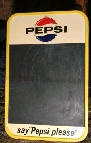 Vintage Pepsi Metal Chalkboard 1960s 19.  5x30in Stout Sign Usa M167 1964
