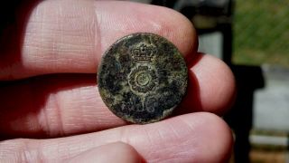 Dug Interesting Tudor Rose Over Letters Early Military Button