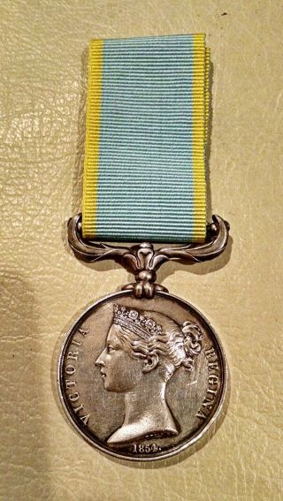 1854 British Crimea War Silver Medal On Ribbon Very