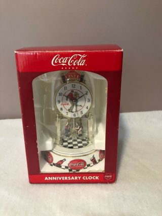 Coca - Cola Coke Anniversary Clock Glass Dome Rotating Pendulum Dancers Diner