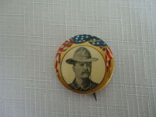 Antique Theodore Teddy Roosevelt Rough Rider Pin Pinback Button