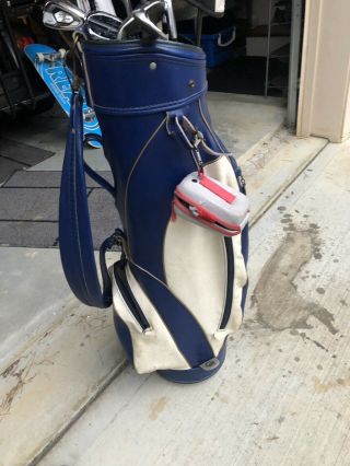 Rare Vintage Classic Ram Golf Blue& White Staff Bag Faux Leather